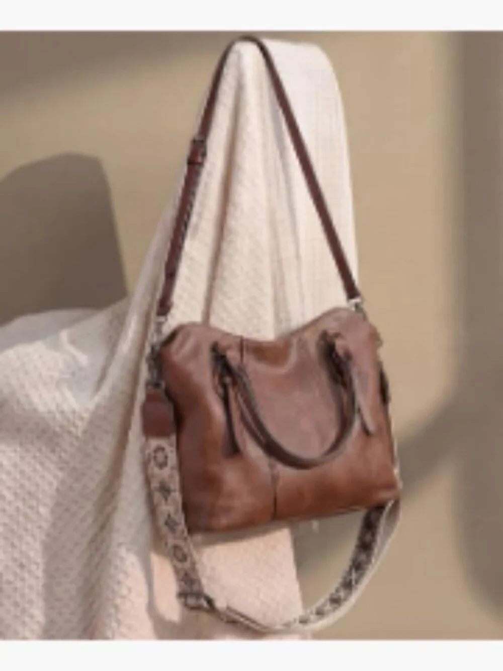 Vegan Leather Hobo Bag with Crossbody Guitar Strap